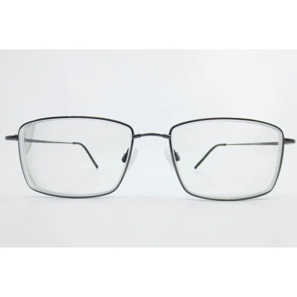Shiny Dark Pewter Rectangular Eyeglass Frames Mens 1752 033 58-18-150 Metal
